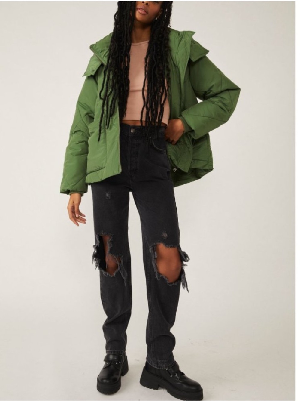Free People Emmy Swing Puffer in Forest Glen - Picture 2 of 10